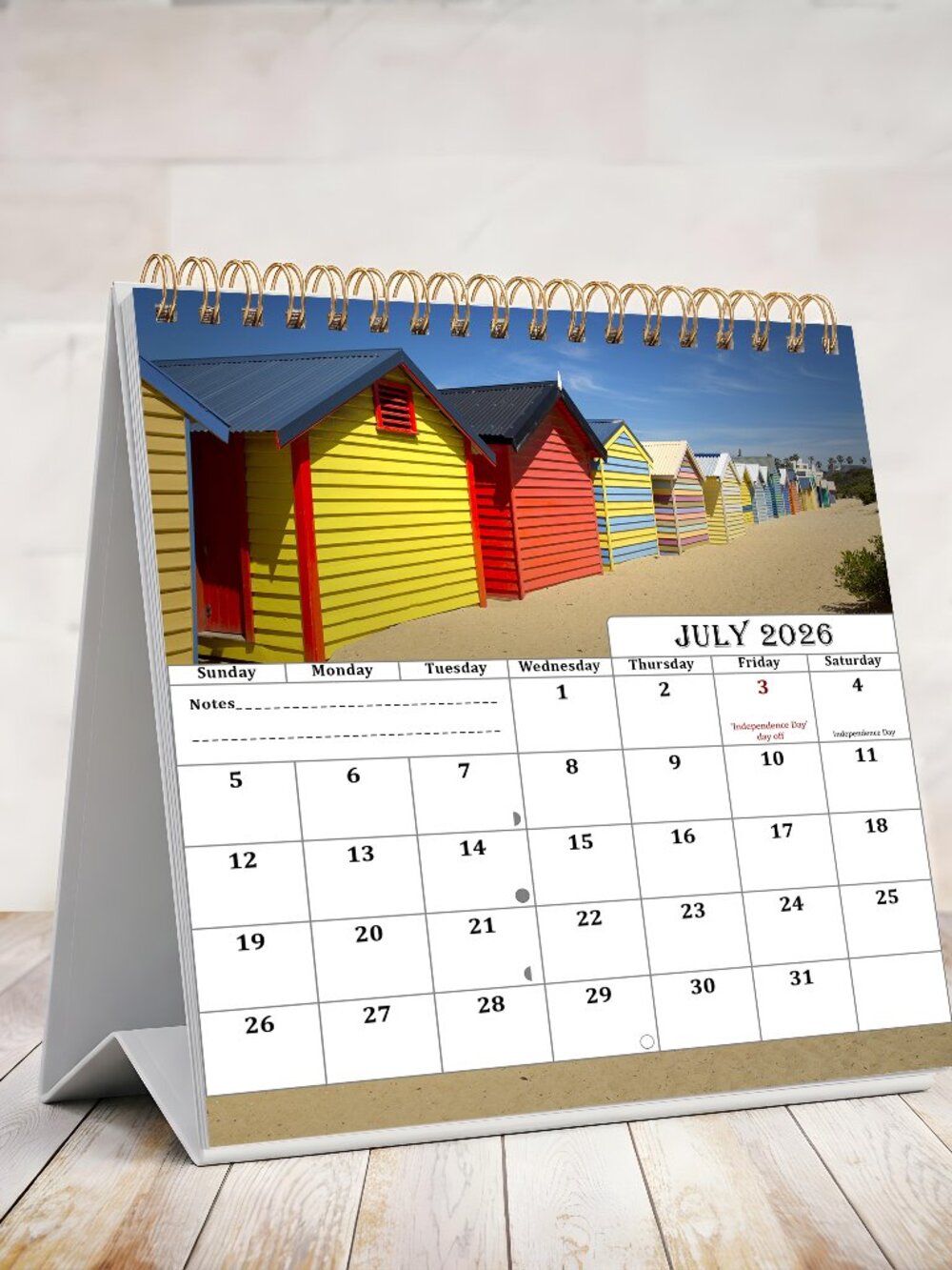 2026-2027 18 Months Standing Flip Desk Calendar Desktop Planner (Beaches)